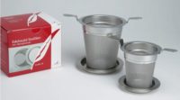 Edelstahldauerfilter mit Doppelhenkel und Abtropftablett