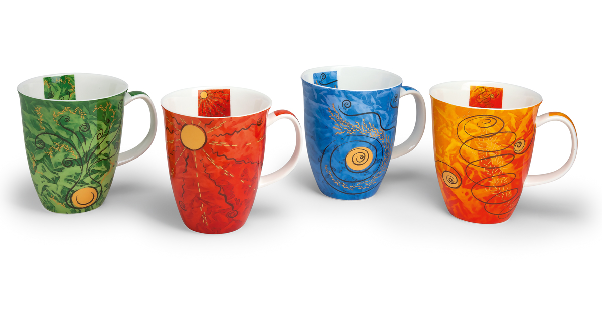 Becher „4 Elemente“ / 4fach sortiert, 0.38l, Bone China - Tee Tea Thé