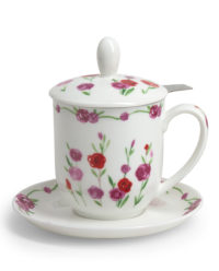 Kräuterteetasse mit Filter Rosalie, 0,35 l, 4tlg, Bone China