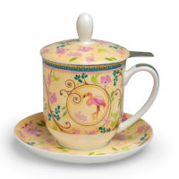 Kräuterteetasse mit Filter Emma, 0,35 l, 4tlg, Bone China