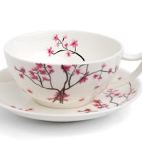 Jumbotasse und Untertasse Cherry Blossom, 0,35 l, Bone China