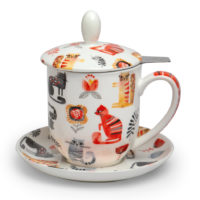 Kräuterteetasse mit Filter „Kira“, 0,35 l, 4tlg, Bone China