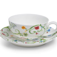 Tasse und Untere „Fleurette“, 0,18 l, Bone China