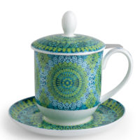 Kräuterteetasse „Nanji“ mit Filter und Untertasse, 0,35 l, 4tlg., Bone China