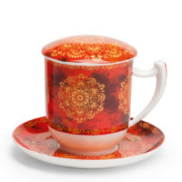 Kräuterteetasse Raffaella Tiziana mit Filter und Untertasse, 0,35 l, 4tlg., Bone China