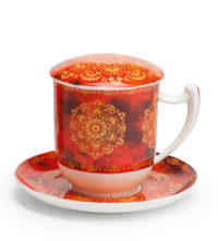Kräuterteetasse Raffaella Tiziana mit Filter und Untertasse, 0,35 l, 4tlg., Bone China