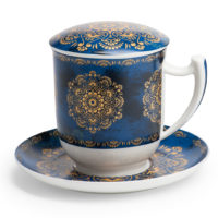 Kräuterteetasse Raffaella Tiziana mit Filter und Untertasse, 0,35 l, 4tlg., Bone China