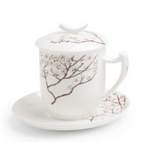 Kräuterteetasse mit Filter White Cherry, 0,35 l, 4tlg, Bone China