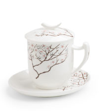 Kräuterteetasse mit Filter White Cherry, 0,35 l, 4tlg, Bone China