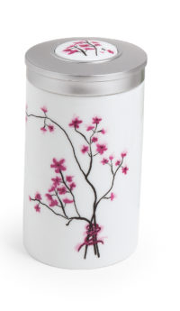 Porzellanteedose Cherry Blossom mit Aromaschutzdeckel