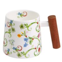 Becher „Fleurette“ mit Rosenholzgriff, 0,4 l, Porzellan