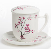 Kräuterteetasse Cherry Blossom mit Filter, 0,35 l, 4tlg., Bone China