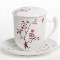 Kräuterteetasse Cherry Blossom mit Filter, 0,35 l, 4tlg., Bone China