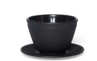 Teacup „Arare“, 120 ml, Gusseisen mit Untersetzer, schwarz
