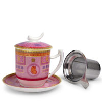 Kräuterteetasse mit Edelstahlfilter und Untertasse 4tlg. 